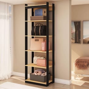 Estante Guarda Roupa Para Closet com Prateleiras Estilo Industrial Freijó/Preto