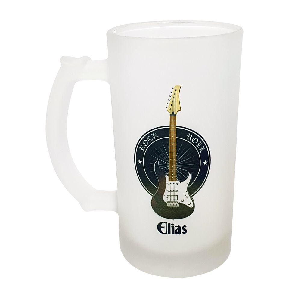 Caneca Vidro Cerveja Chopp Instrumento Musical Guitarra