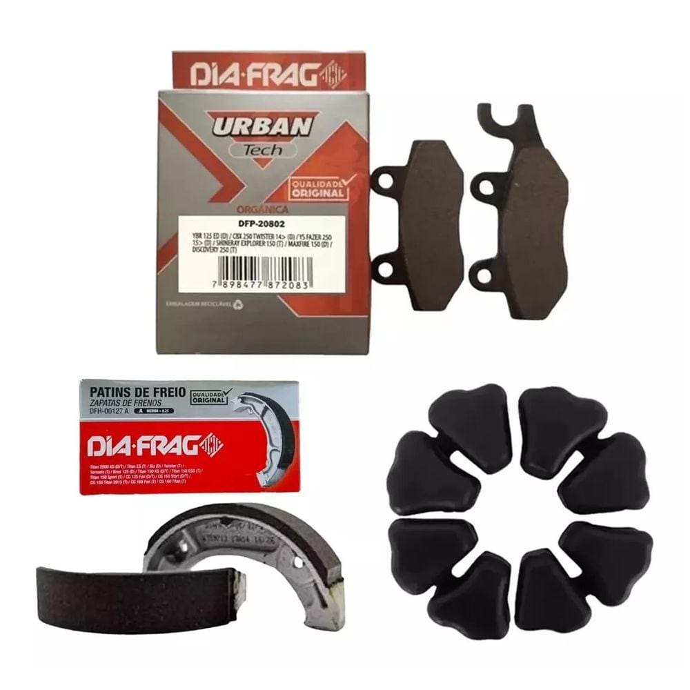 Kit Freio Cbx 250 Twister Pastilha , Coxim Coroa e Lona 0,25