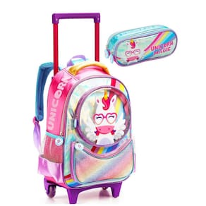 Mochila Unicórnio 2em1 Poliéster 40x29x13cm