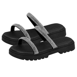 Papete Infantil Molekinha Tiras Strass Menina - Preto