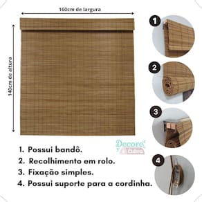 Persiana Bambu Rolo 160Larg X 140Alt Com Bandô - Café