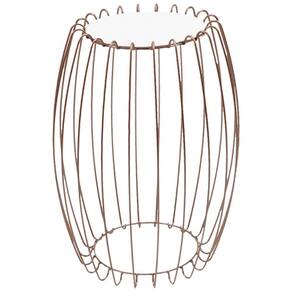 Mesa Apoio Lateral 43 cm Tampo Vidro Branco Base Metal Cobre Nacc