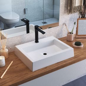 Cuba de Sobrepor Retangular Para Banheiro e Lavabo C005 Placa&Ponto Branco