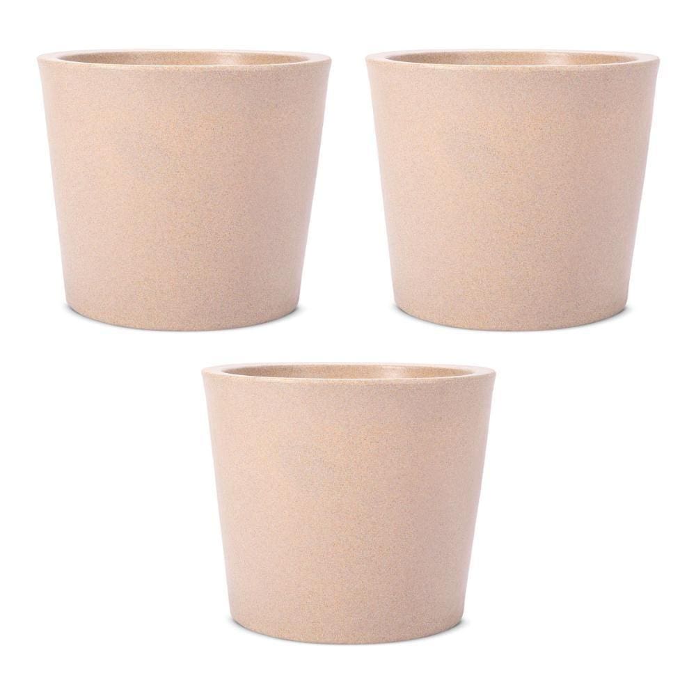 Kit 3 Vasos Badi Bege 28cm Terrano