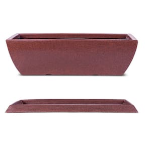 Kit Vaso e Prato Jardineira Tamara Café 60cm Terrano