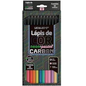 Lapis de COR Carbon 12 Cores Neon + Pastel Redondo Leo