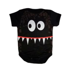 Body Bebê Manga Curta Temático Fantasia Halloween Carnaval Monstrinho