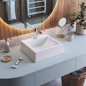 Cuba de Sobrepor Quadrada Para Banheiro e Lavabo C006 Placa&Ponto Branco