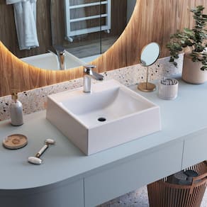 Cuba de Sobrepor Quadrada Para Banheiro e Lavabo C007 Placa&Ponto Branco