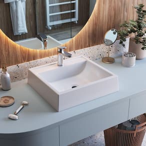 Cuba de Sobrepor Quadrada Para Banheiro e Lavabo C010 Placa&Ponto Branco
