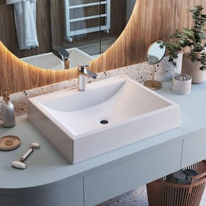 Cuba de Sobrepor Retangular Para Banheiro e Lavabo C011 Placa&Ponto Branco