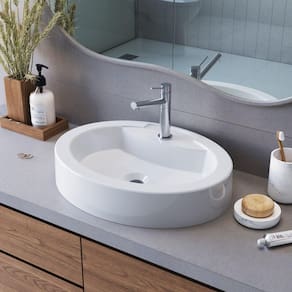Cuba de Sobrepor Oval Para Banheiro e Lavabo C003 Placa&Ponto Branco