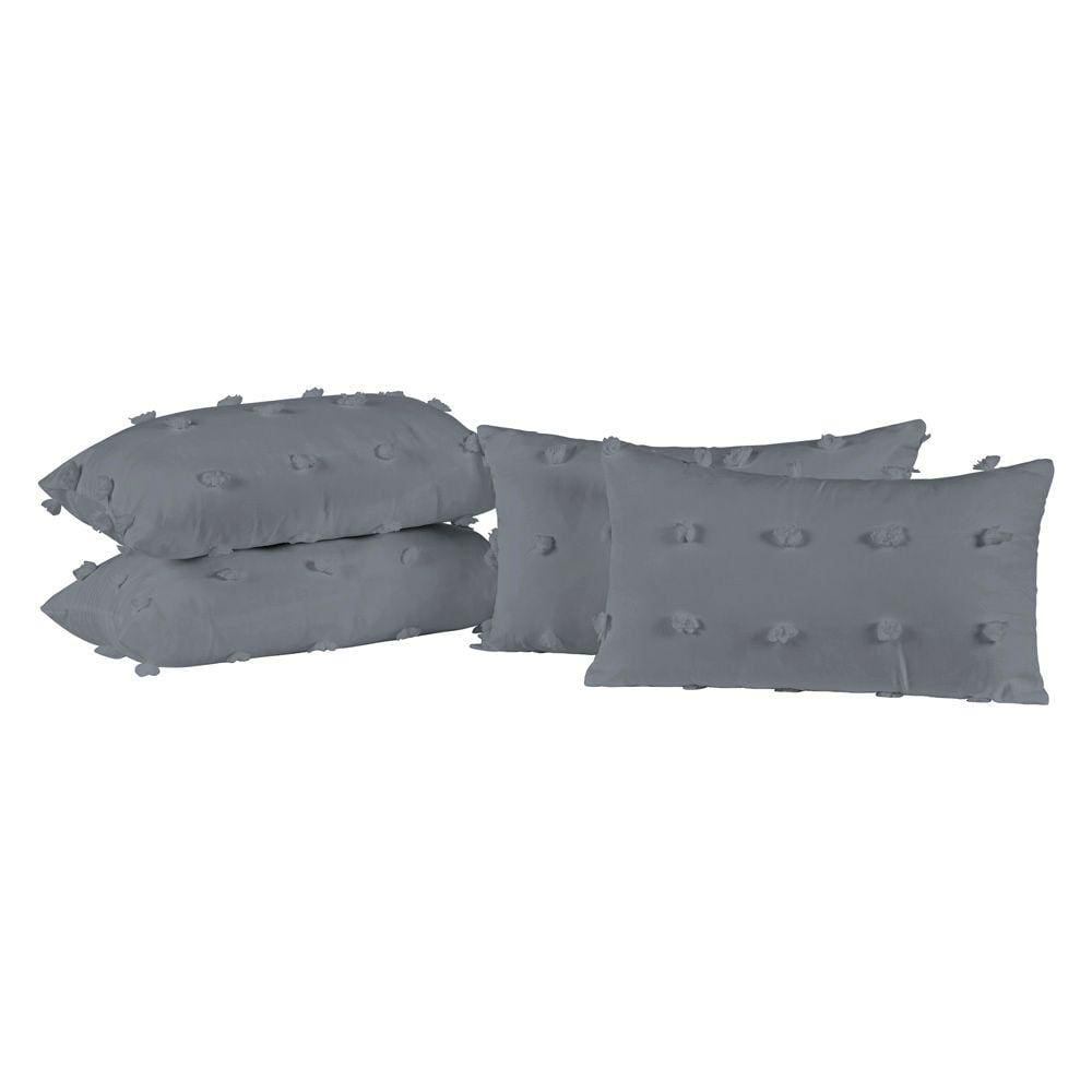 Kit 04 Almofadas Cheias Poppy 60cm x 30cm - Cinza