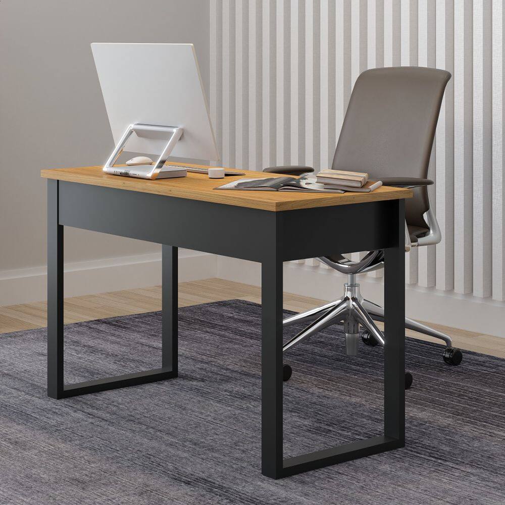 Mesa Escritorio com Gaveta Industrial 1,18x53cm Freijo | Ponto