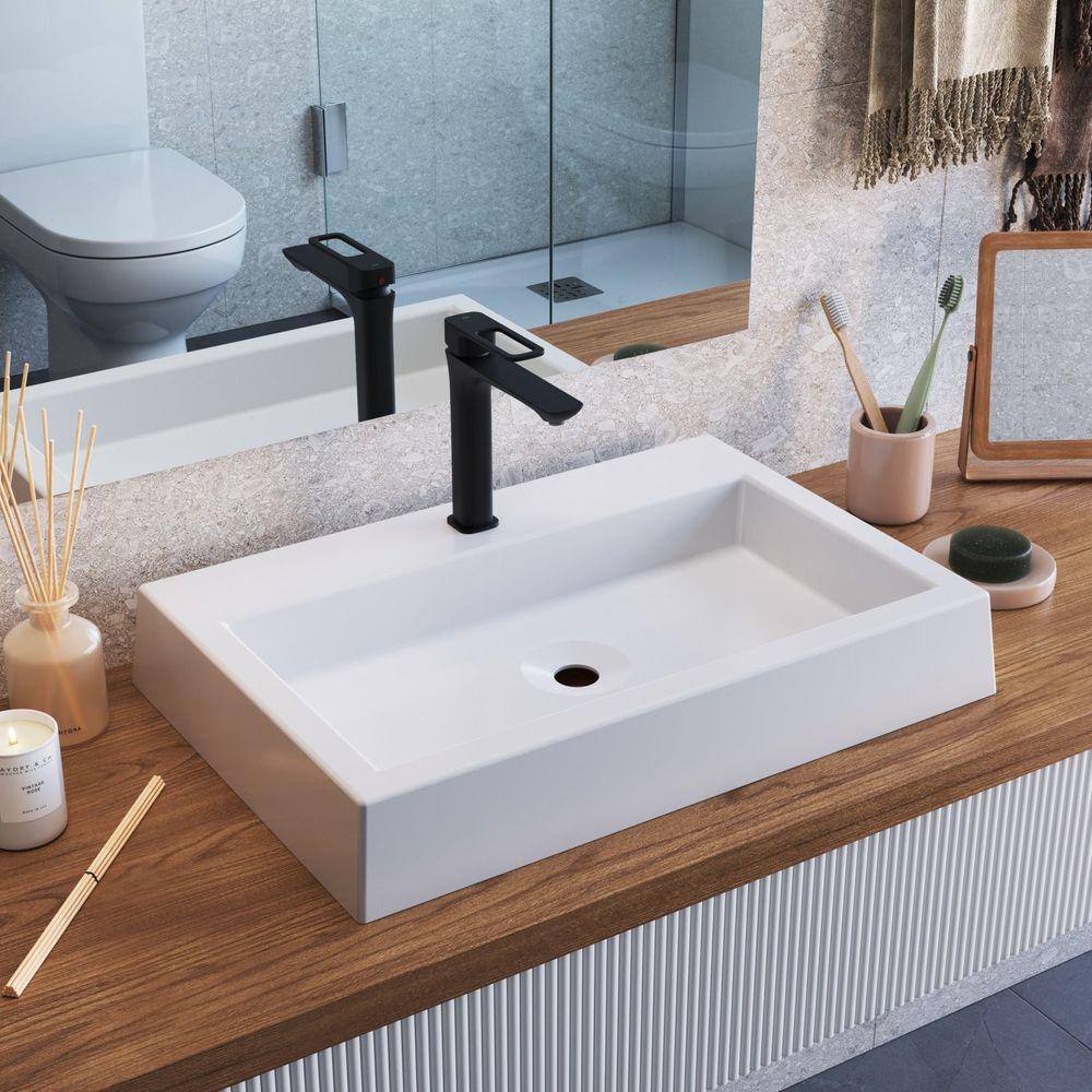 Cuba de Sobrepor Retangular Para Banheiro e Lavabo C008 Placa&Ponto Branco