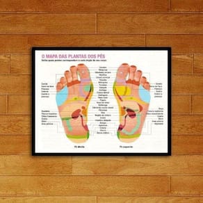 Quadro Reflexologia Podal 45x34cm - Vidro e Moldura Preta