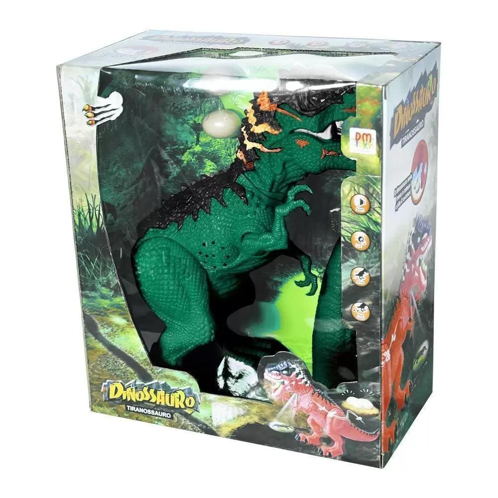 Boneco Tiranossauro Rex Luz Som Ovinho Infantil Verde 28cm