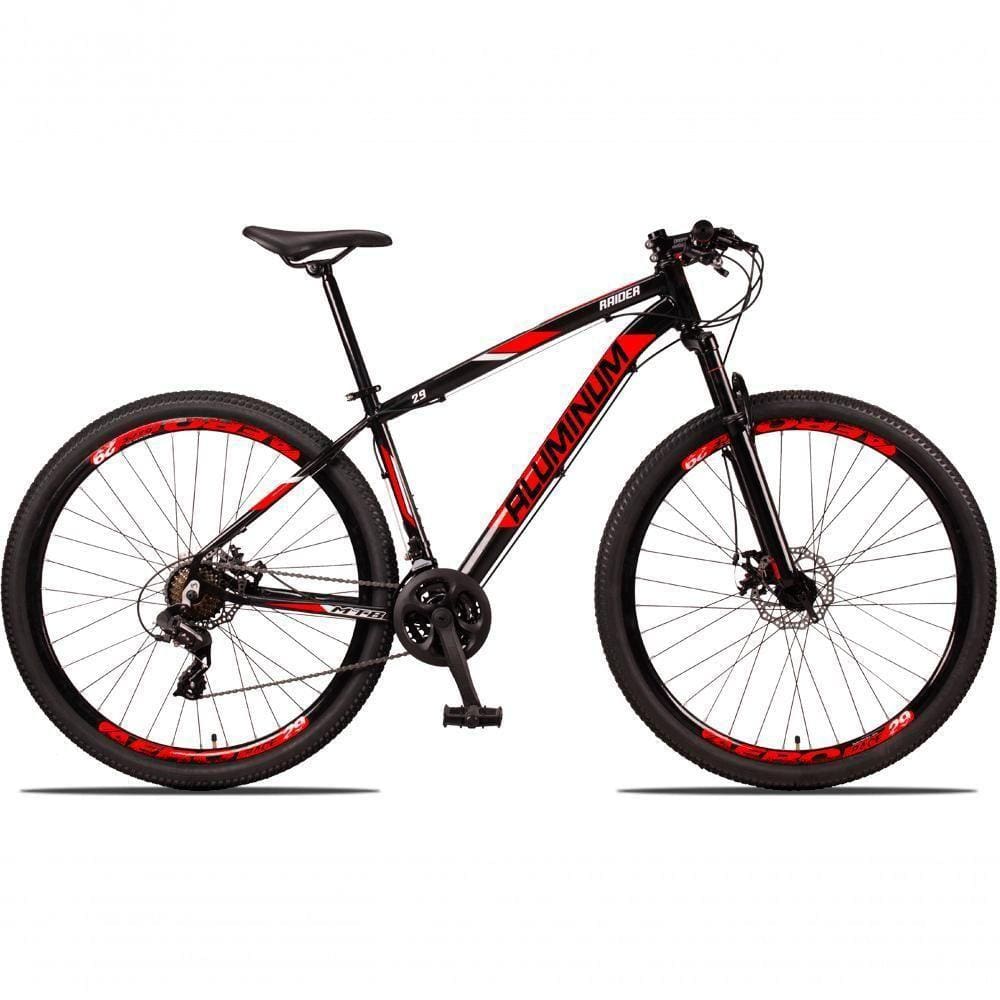 Bicicleta 29 Aluminum Raider 24 Marchas Index Freio A Disco Preto+vermelho