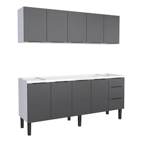 Conjunto Cozinha Jupter 100% Aço Reforçado 1.80 Mt -Gabinete + Armario Aereo - Cozimax