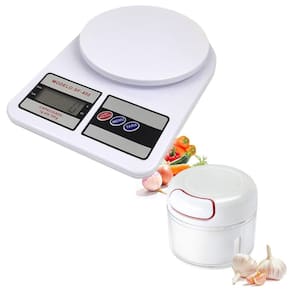 Kit Balança de Precisão Digital Eletrônica 10kg Mais Mini Multiprocessador de Alimentos Manual