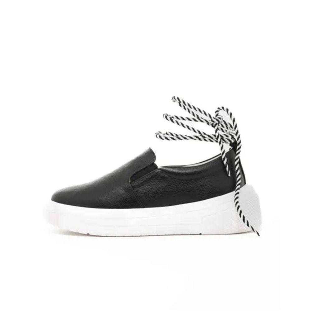 Tênis Slip Cravo E Canela  Couro Preto