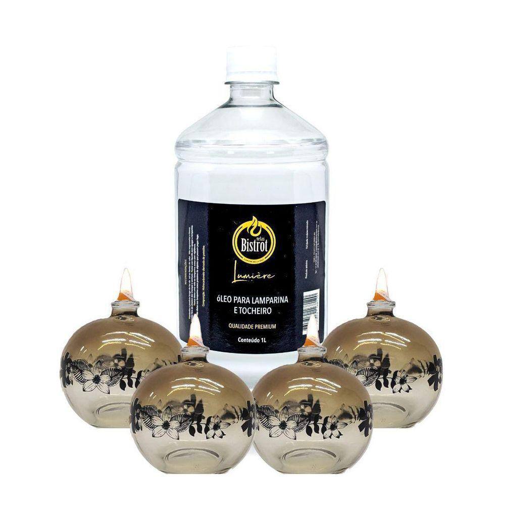 Kit 4 Lamparinas Decorativas Sensações + 1L De Fluido