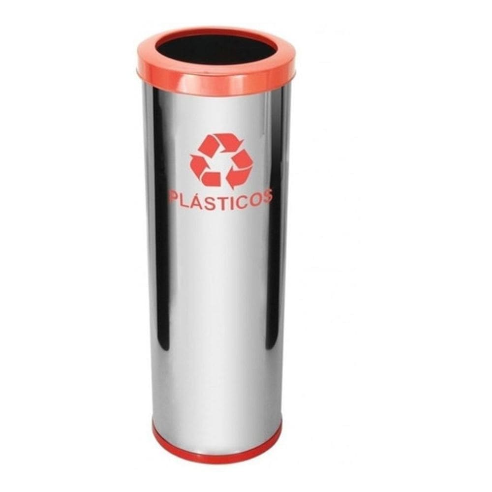 Lixeira Em Aço Inox Com Aro Pintado 30 Litros