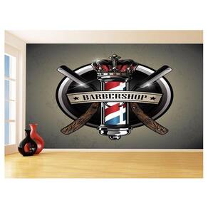 Papel De Parede 3D Barbearia Barber Shop Logo 3,5M Brb31