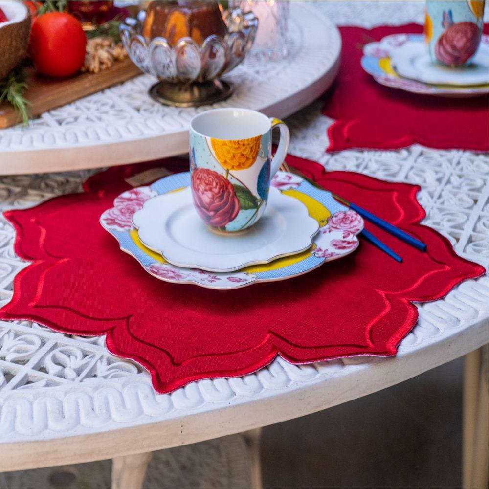 Sousplat Argivai Moldura Vermelho 45cm Redondo 2 Peças