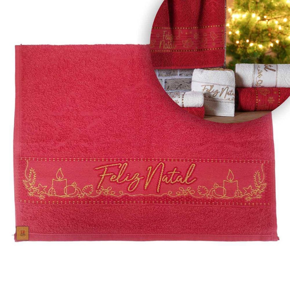 Toalha de Rosto Feliz Natal Lavabo 100% Algodão Macia
