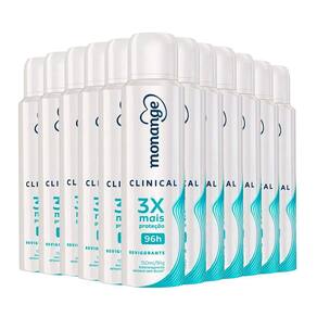 Kit Desodorante Aerosol Monange Clinical Revigorante 150ml - 12 Unidades