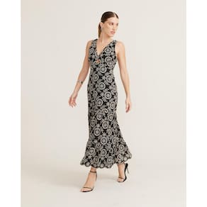 Vestido Zinzane Feminino Laise Bordado - Preto