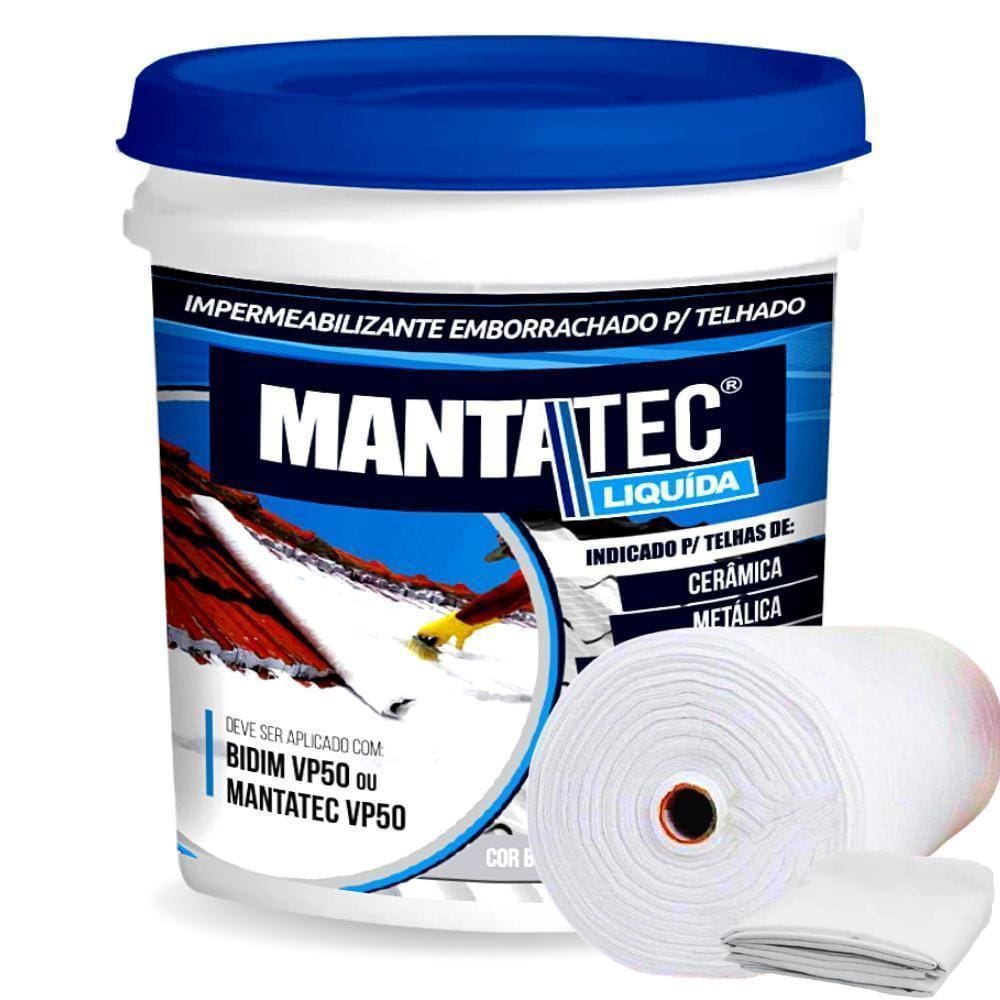 Kit Manta Liquida Emborrachada 18Kg + 15M2 Bidim Cor Areia