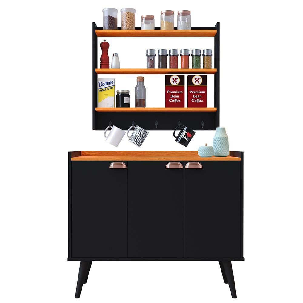 Kit Aparador Buffet Retrô Pés Palito Cantinho Café Truzzi Armário Prateleiras Organizadoras Suspenso Amélia - RPM Móveis