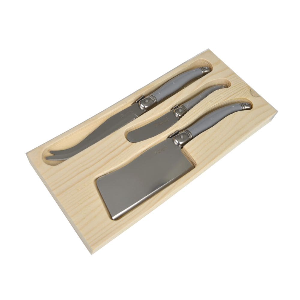 Conjunto De 3 Facas Luxo Queijo Bandeja De Madeira - Cinza