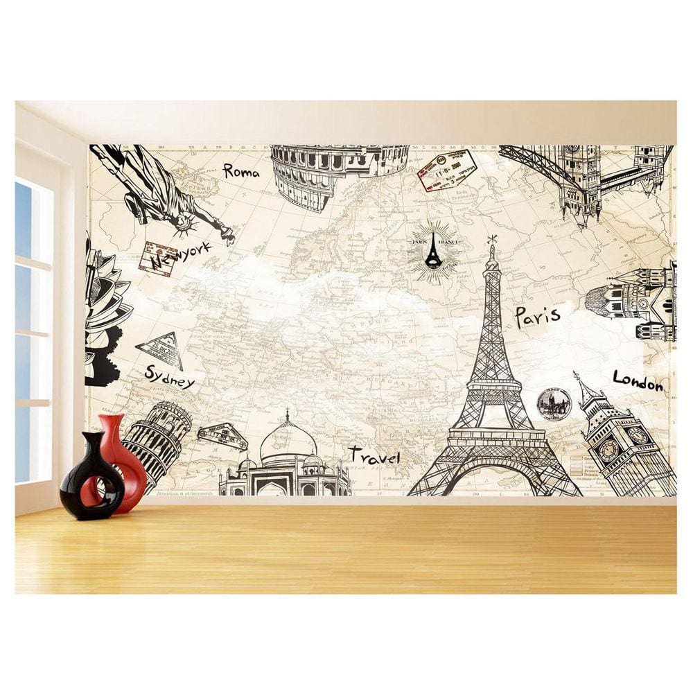 Papel De Parede 3D Artepontos Turísticos Mundo 3,5M Tra62