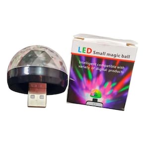 Luz Festa USB Mini Bola Discoteca p/ Carro Celular