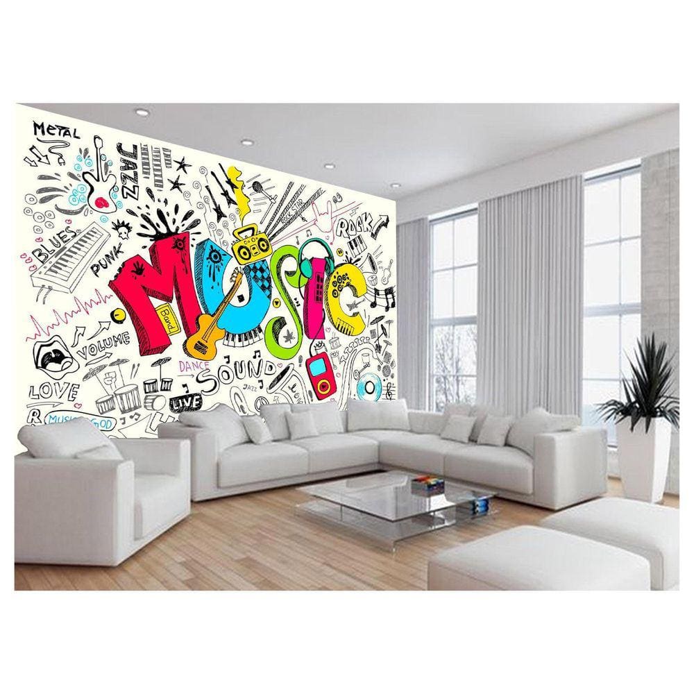 Papel De Parede 3D Sala Quarto Musica Arte Cores 3,5M Mus28