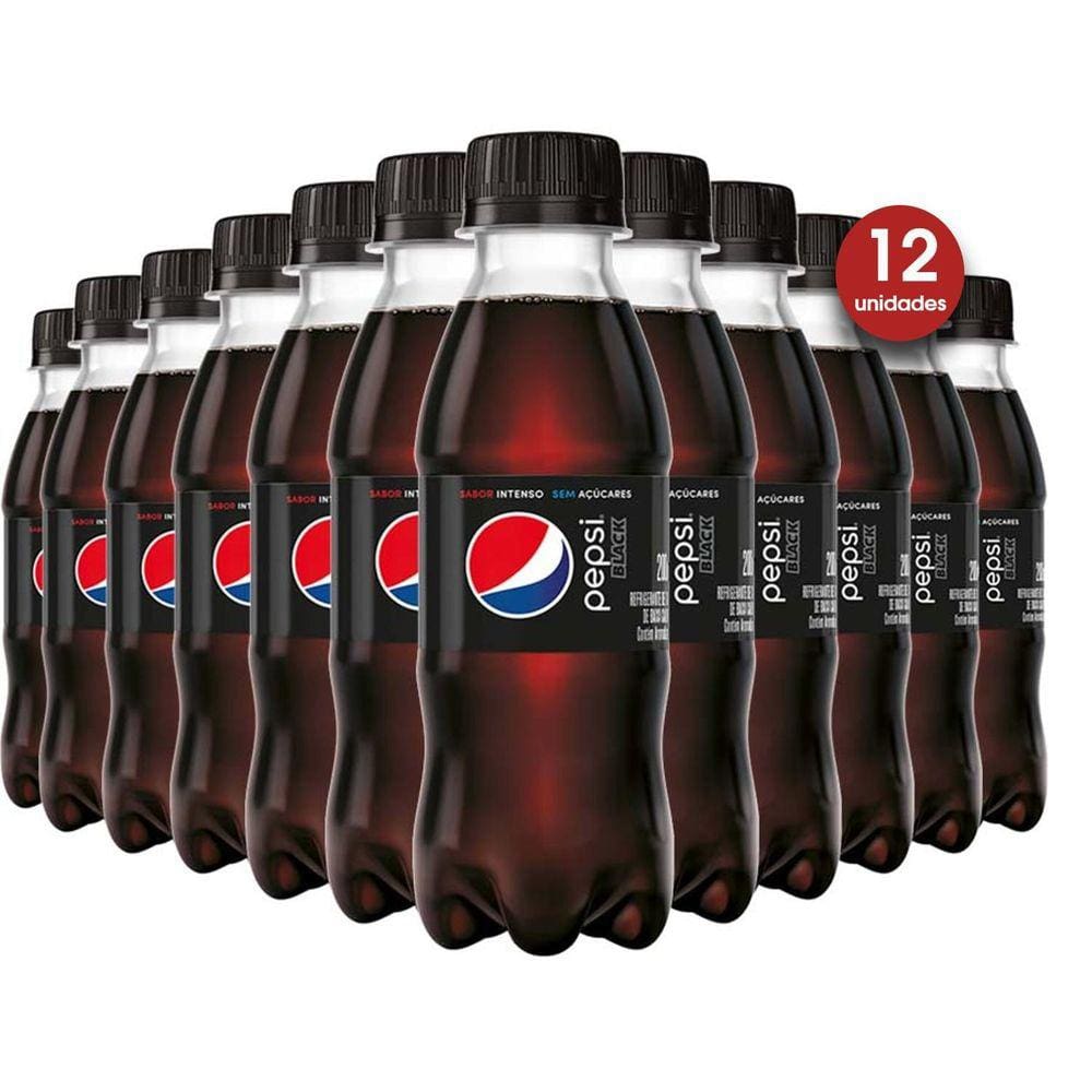 Refrigerante PEPSI Black Zero Pet 200ml 12 garrafinhas