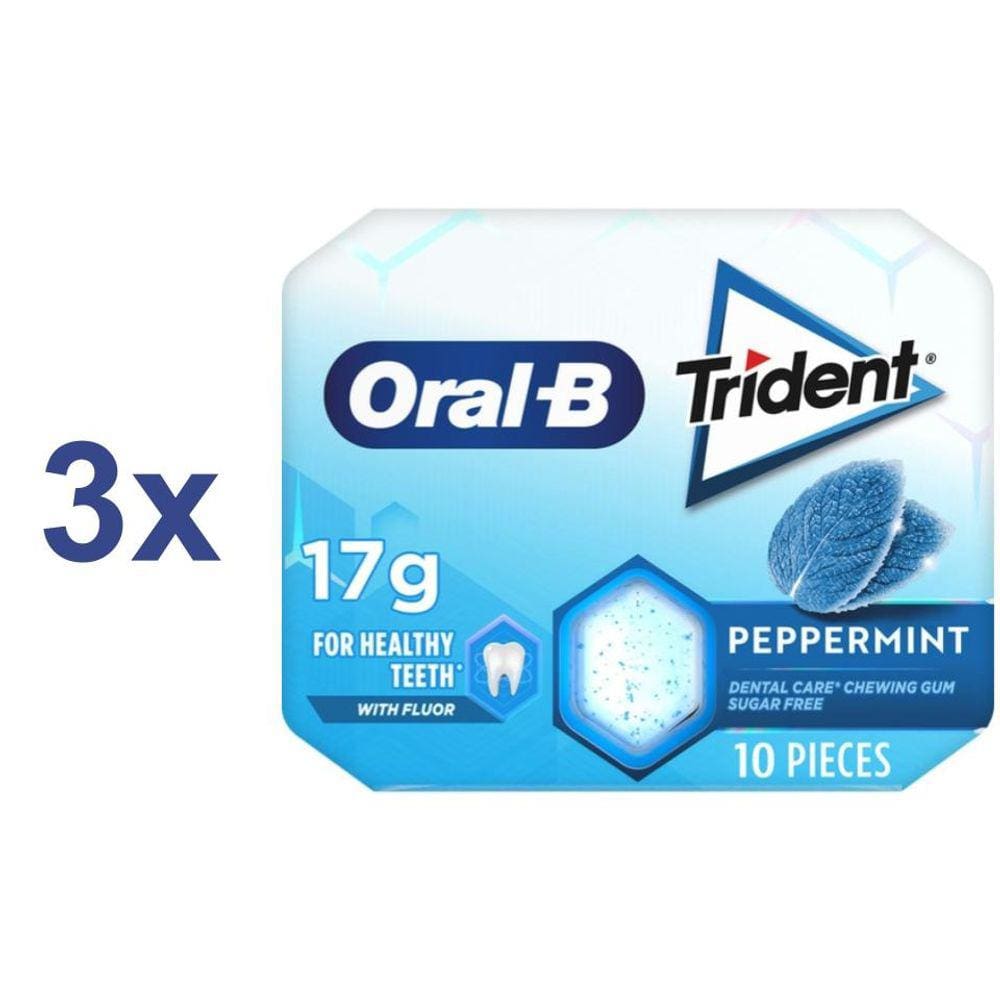 Chiclete Trident Oral-B Peppermint Importado 17g - 3un
