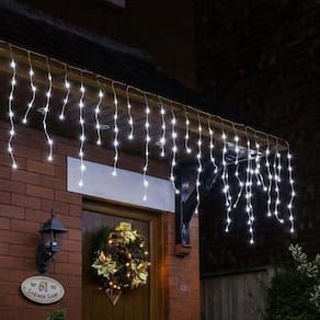 Luz Natal Cascata 350 LED Branco Frio 10m - 8 Funções