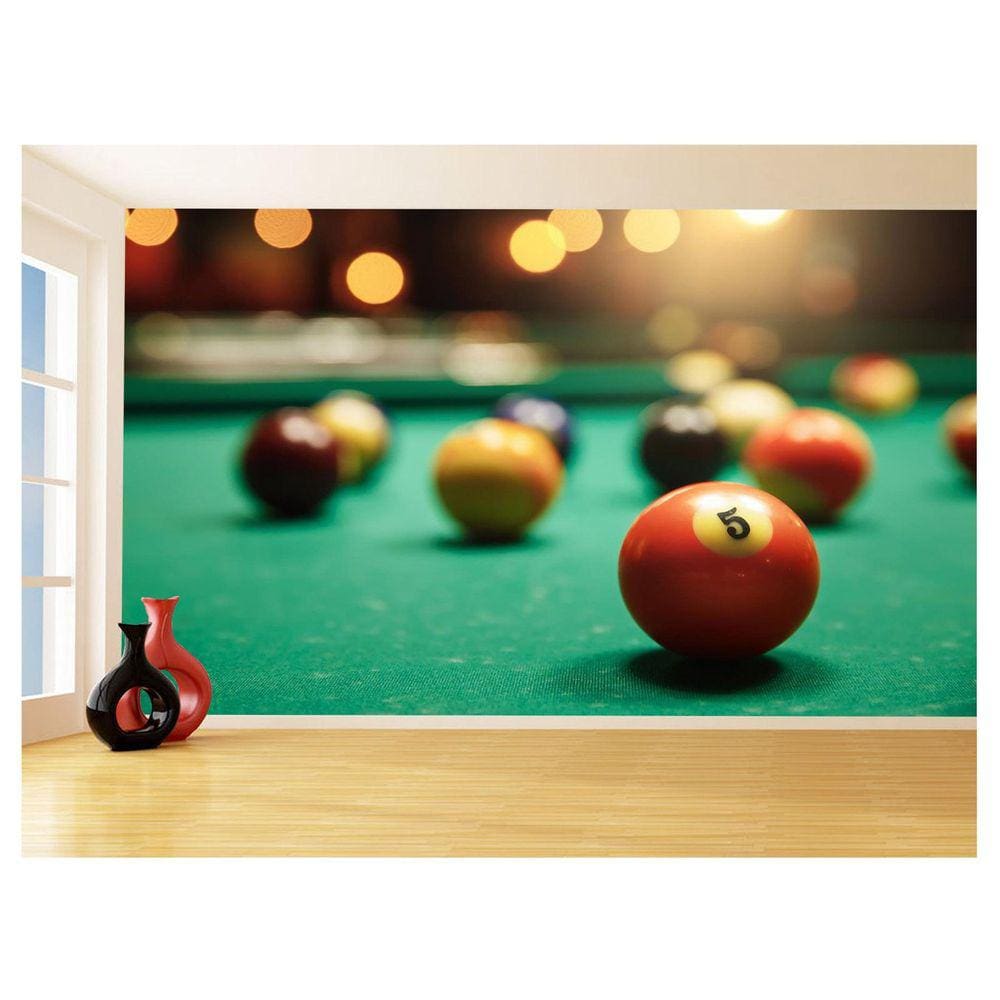 Papel De Parede 3D Salão De Jogos Bilhar Sinuca 3,5M Jcs28