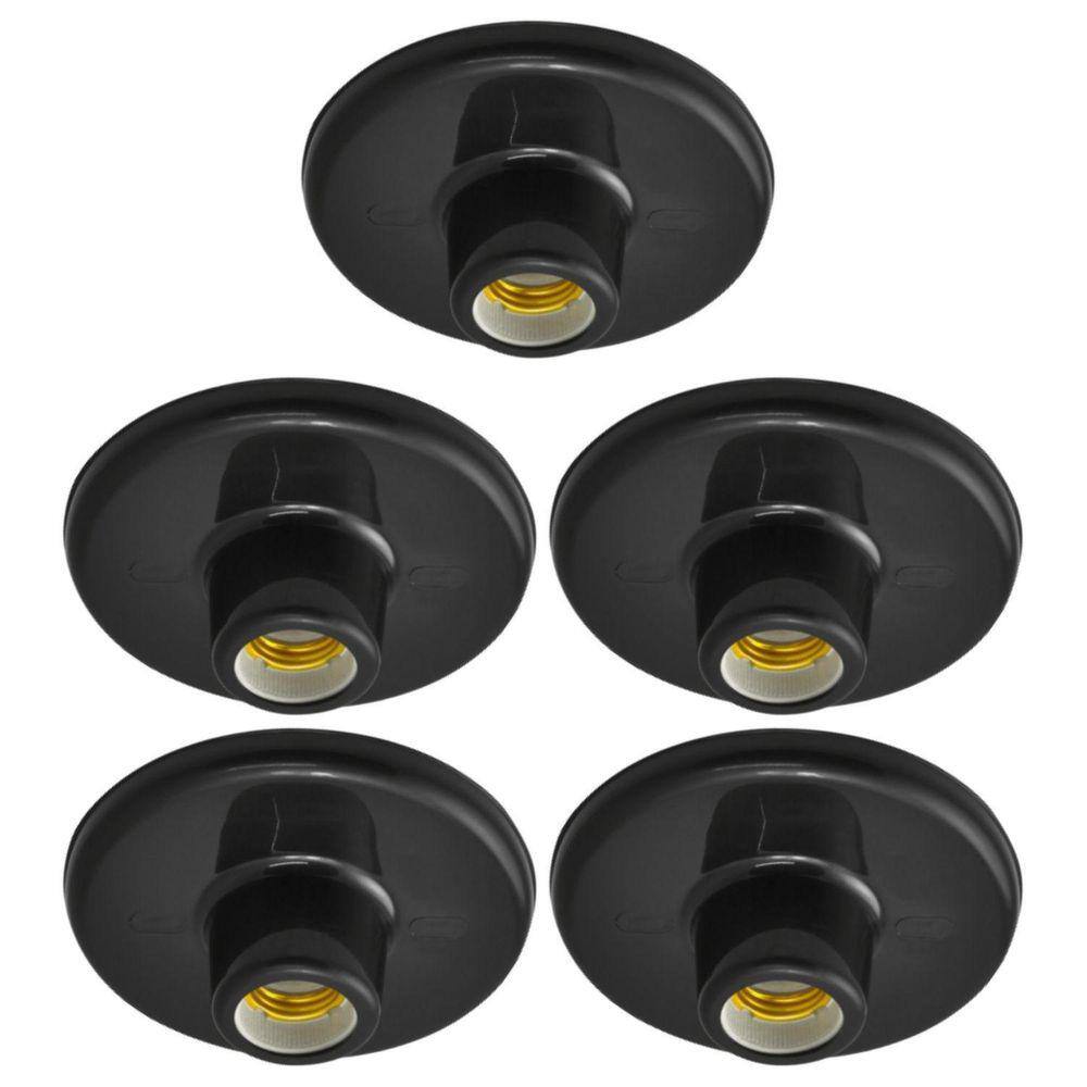 Kit 5 Plafons de Teto E27 Porcelana Preto - G-Light