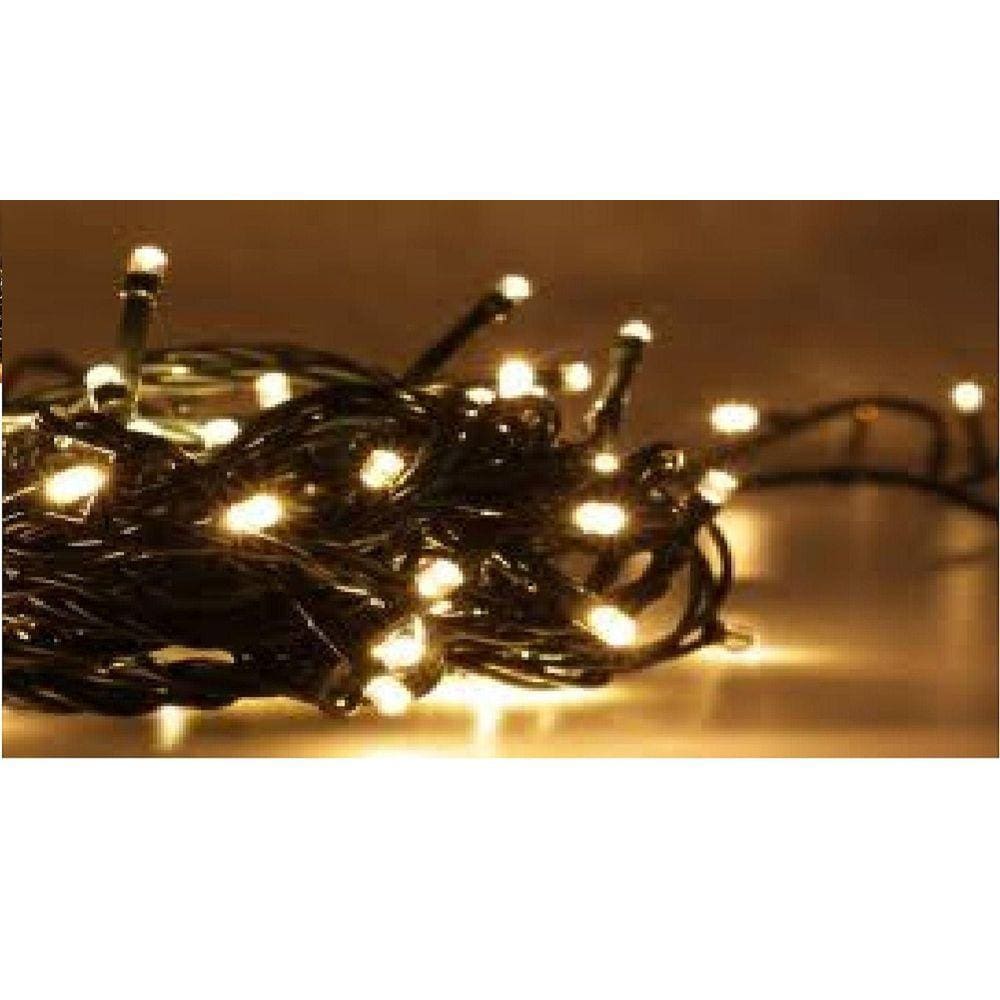 Luz de Natal Cordão 100 Lâmpadas LED Warm Fio Verde 10m 127V