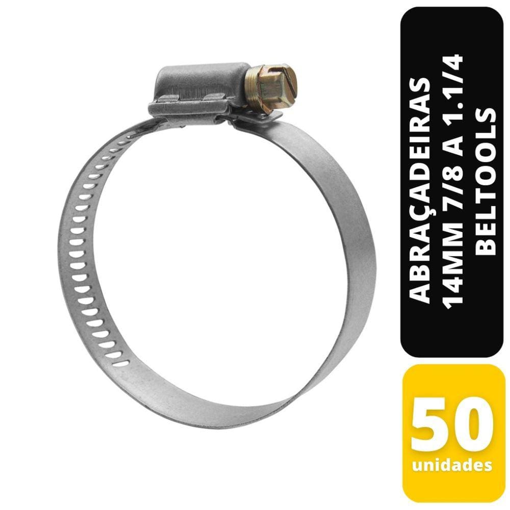 Kit C/50 Abraçadeiras Rosca S/Fim 14mm 7/8 a 1.1/4 Beltools