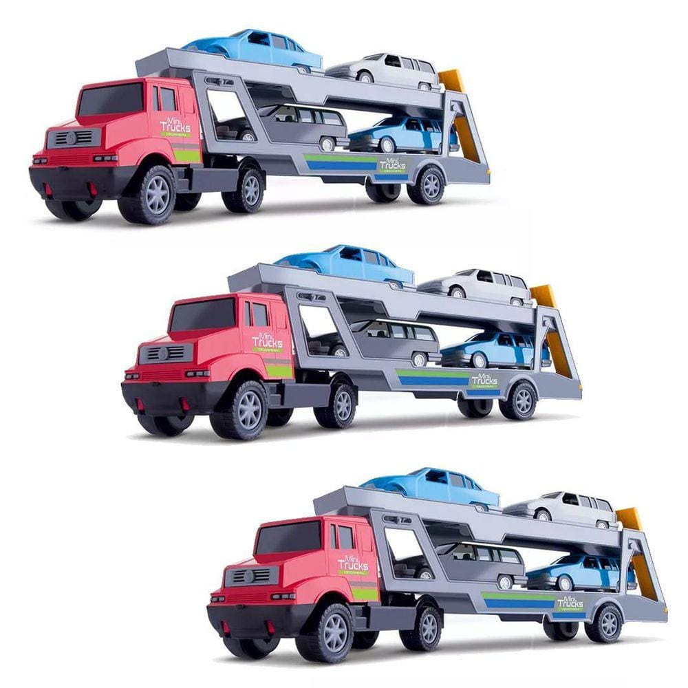 Cegonheira Plástica com 4 Carros | 3 un | Roda Livre