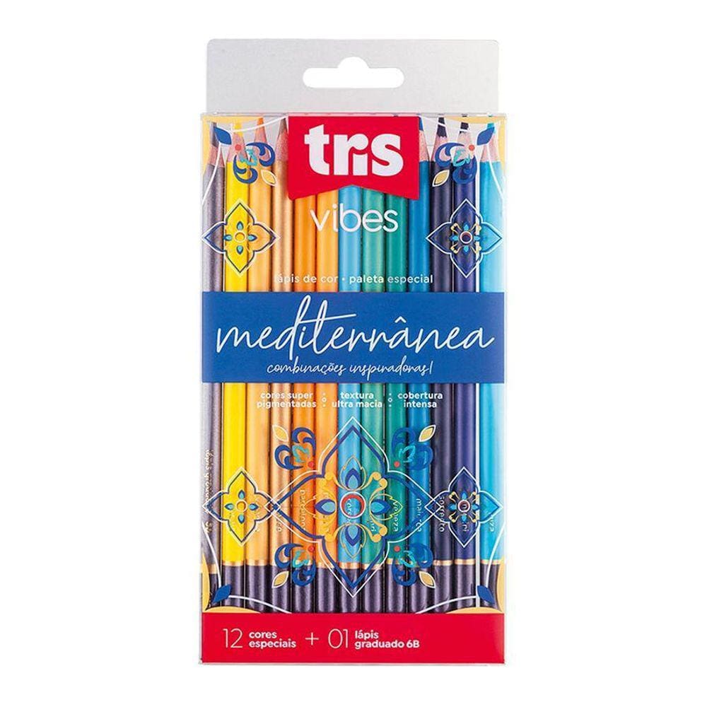 Lápis de Cor Vibes Mediterrâneo 12 Cores + Lápis 6B