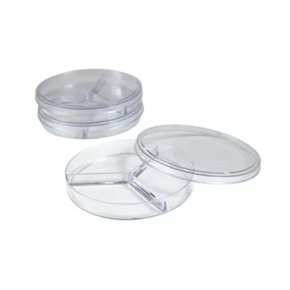 Placa De Petri 90 X 15 Mm - Divisão 3 Partes - 60 Unidades
