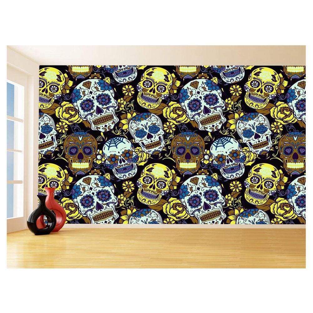 Papel De Parede 3D Textura Caveiras Mexicanas 3,5M Txt205